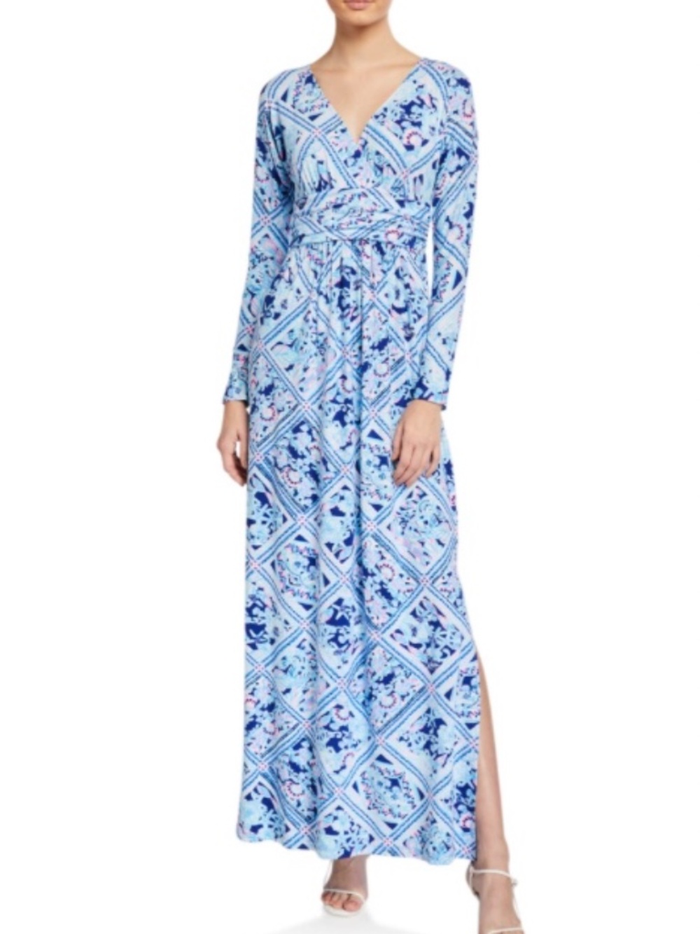 Navy Blue Floral Maxi Dress Lilly Pulitzer
